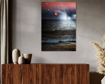 Rode maan boven de Oostzee van Werner Lehmann