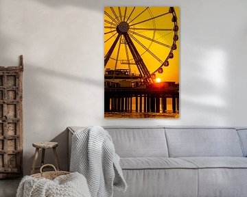 Sunset on Scheveningen beach with Ferris wheel by Caroline Drijber