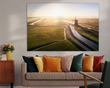 Mill in the Frisian landscape by Thea.Photo