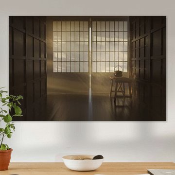 Traditional Japanese house in evening light