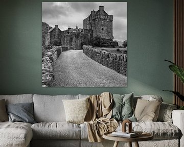 Eilean Donan Castle in Schwarz und Weiß