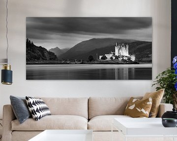 Eilean Donan Castle in Schwarz und Weiß