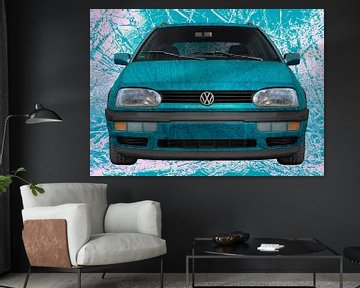 VW Golf 3 Art Car in cyan splinter