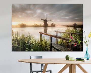Windmolens in Nederland een klein meer van Voss Fine Art Fotografie