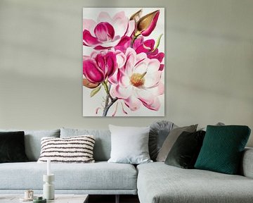 Magnolias flowers by Mad Dog Art