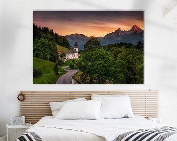 Alpenglühen am Watzmann bei Berchtesgaden. von Voss Fine Art Fotografie