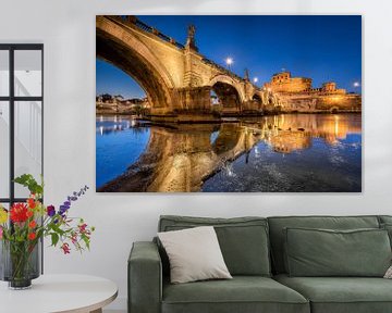 Rome met Angel Bridge, Castel Sant'Angelo en St. Peter's Basiliek. van Voss Fine Art Fotografie