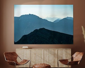 Silhouettes of the Allgäu mountains and the Zugspitze mountain by Leo Schindzielorz