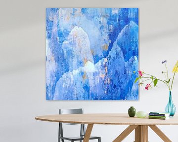 Gebirge Abstrakter Expressionismus in Blau von Mad Dog Art