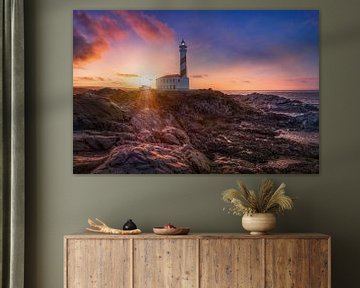 Menorca island with lighthouse on beautiful coast in sunset. by Voss Fine Art Fotografie