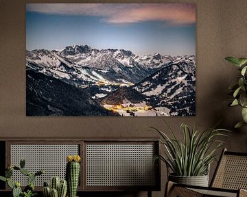 Night view of Unterjoch and Oberjoch with ski area by Leo Schindzielorz