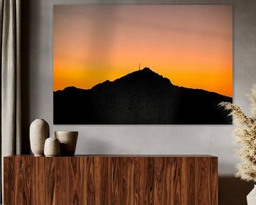 Grünten in the evening glow and its mountain silhouette by Leo Schindzielorz