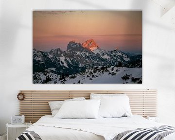 Zonsondergang boven de Kellenspitze van Leo Schindzielorz