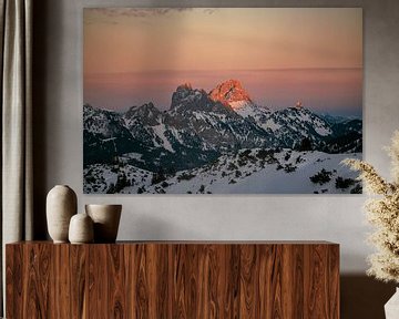 Zonsondergang boven de Kellenspitze van Leo Schindzielorz