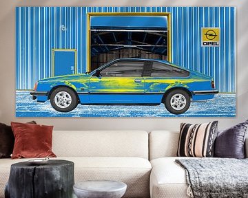 Opel Monza in blauw en geel
