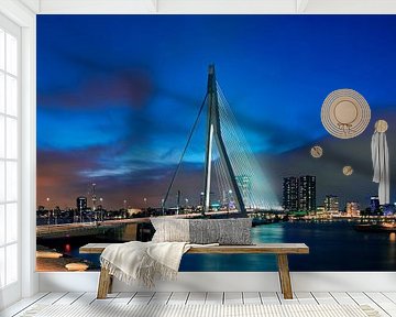 Erasmusbrug in de nacht te Rotterdam van Anton de Zeeuw