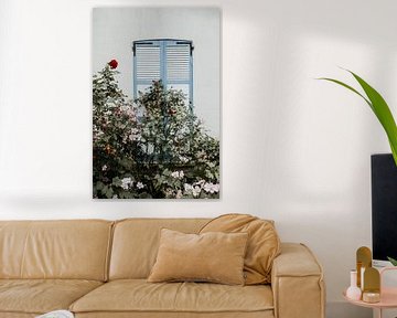 Photo minimaliste de volets de fenêtre avec des fleurs - Normandie, France sur Trix Leeflang