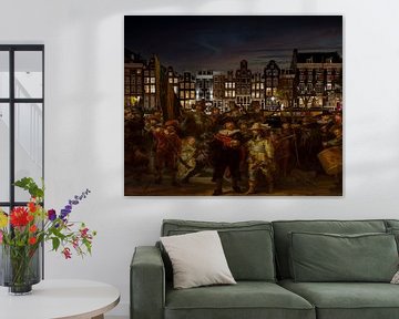 Nachtwacht van Rembrandt van Rijn in Amsterdam van Digital Art Studio