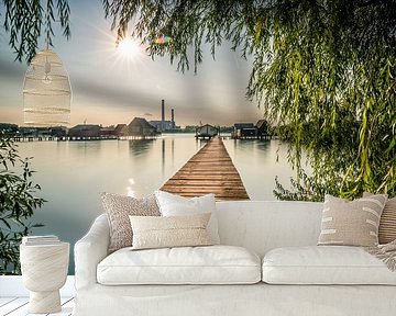 Landscape shot at the lake with wooden jetty and willow by Fotos by Jan Wehnert