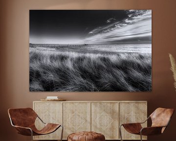 Plage des dunes de Scharbeutz / Haffkrug, image en noir et blanc. sur Voss Fine Art Fotografie