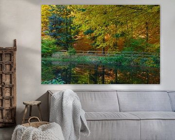 Les couleurs de l'automne se reflètent dans l'étang sur Horst Husheer