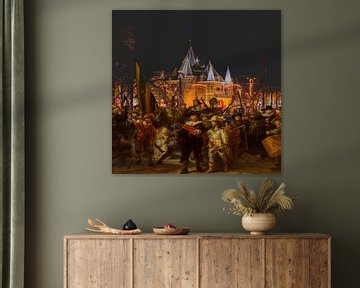 Nachtwacht van Rembrandt van Rijn in Amsterdam van Digital Art Studio