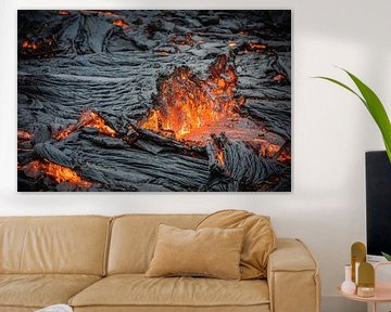 Flowing lava volcano eruption Fagradalsfjall Iceland by Caroline De Reus