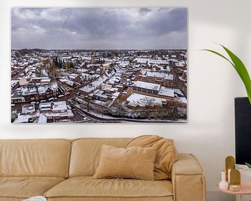 Drone panorama of Simpelveld in the snow by John Kreukniet
