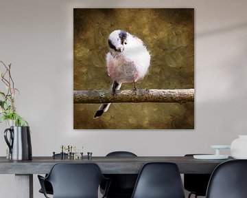 Tailed titmouse on a branch (painting)