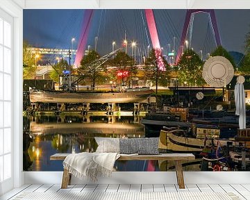 Reflectie Willemsbrug te Rotterdam van Anton de Zeeuw