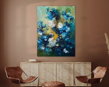 Bleus classique - peinture de fleurs à l'aspect classique