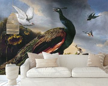 Pauwen, man en vrouw, Melchior d'Hondecoeter