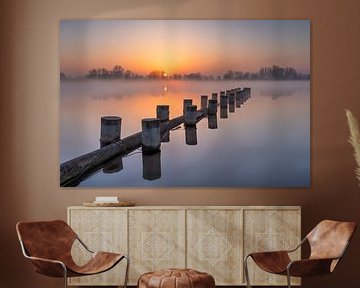 Lever de soleil le long de la rivière IJssel près de Zalk sur Fotografie Ronald