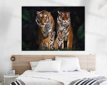 Tigerfamilie mit 2 Jungtieren