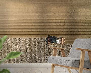 Tractor preparing the soil for planting crops seen from above by Sjoerd van der Wal Photography