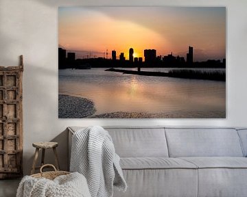 Silhouet Skyline Rotterdam van Tanja Otten Fotografie