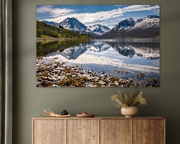 A lake with mountain scenery in Tromsø, Norway by Geja Kuiken