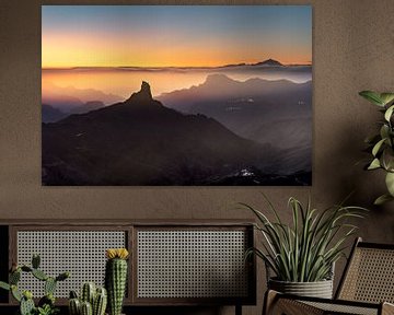 Landschap op Gran Canaria bij zonsondergang. van Voss Fine Art Fotografie