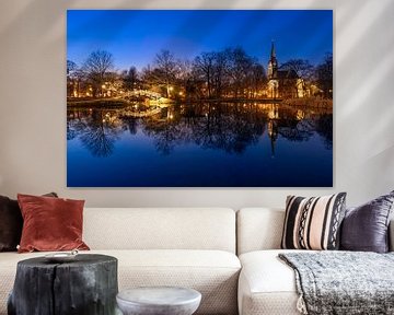 Luther Kerk in het Johannapark in Leipzig op het blauwe uur van Thomas Rieger