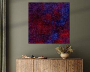 Rood, blauw en paars abstract schilderij op doek 2 van Dina Dankers