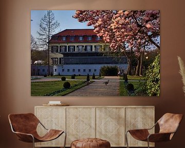 Castle with magnolia flowers