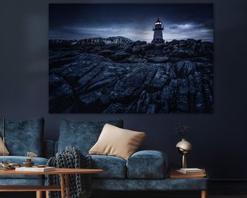 Vuurtoren op de Lofoten in Noorwegen van Voss Fine Art Fotografie