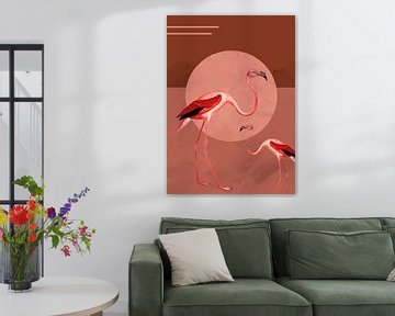 Flamingo tuin van Mad Dog Art