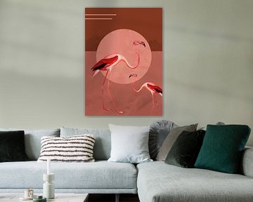 Flamingo tuin van Mad Dog Art