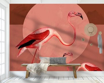 Flamingo tuin van Mad Dog Art