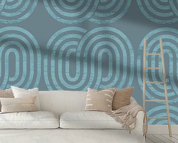 Retro Vintage Abstract Blue Grey by Mad Dog Art