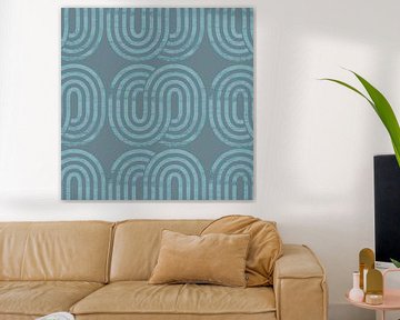 Retro Vintage Abstract Blue Grey by Mad Dog Art