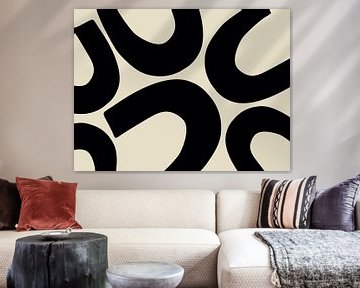 Retro Vintage Abstraction Beige Black by Mad Dog Art