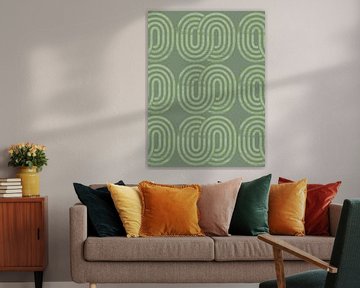 Retro vintage geometry on green by Mad Dog Art