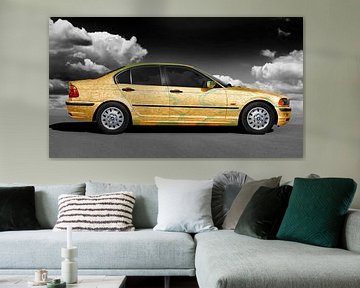 BMW 3 Reeks Type E46 Kunstauto in groen & goud